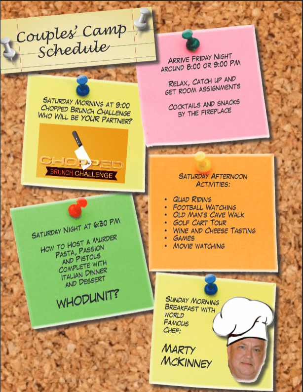 Couples Camp Invite Page 2 Activities