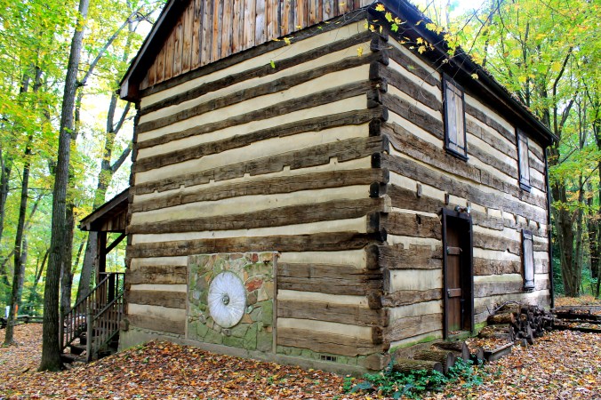 McConnell's Mills Covered Bridge Slippery Rock Creek PA State Park Log Cabin