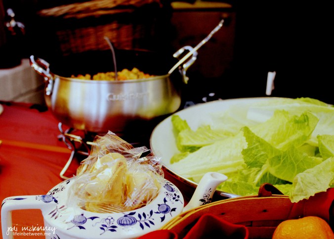 CNY lettuce wraps fortune cookies oranges