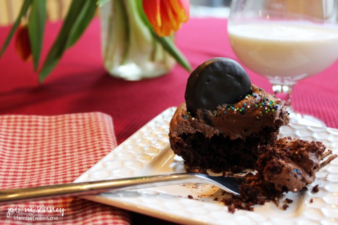 thin mint cupcake and milk