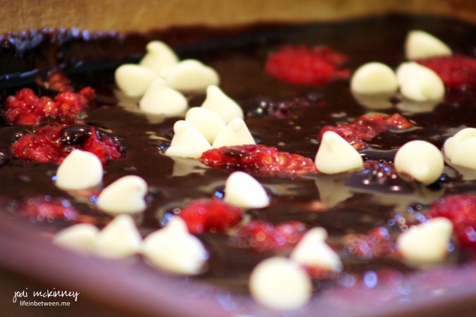 Fudgy Fresh Red Raspberry Chocolate Chip Brownies before baked 2