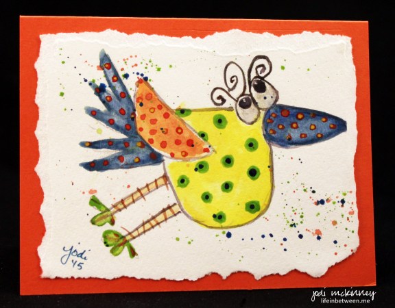 whimsical watercolor birdie card