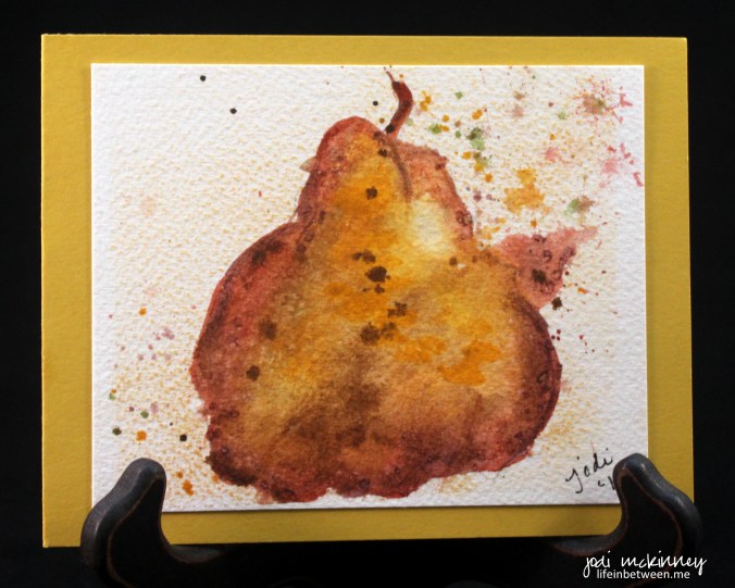 pear golden watercolor