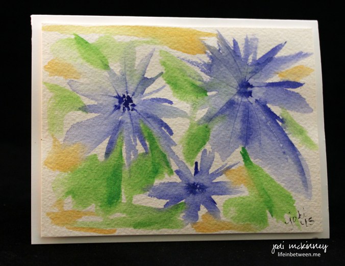 abstract purple watercolor flower card