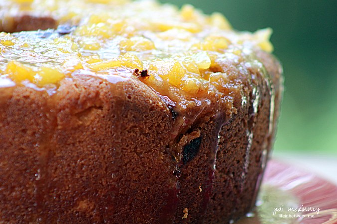 peach coffee cake with brown butter glaze