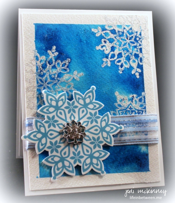 Turquoise Brusho Festive Flurry Sparkle Snowflake Card