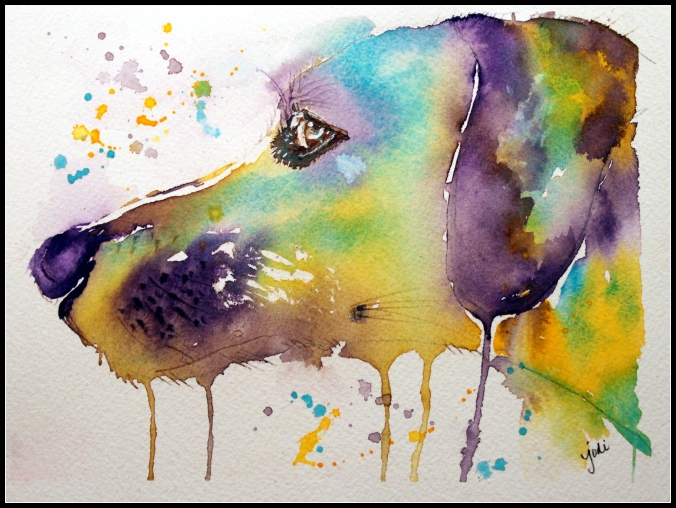 Charlie Dog Impressionistic Watercolor Jodi McKinney