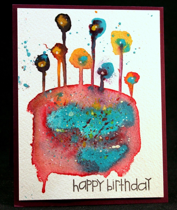 birthday cake abstract impressionistic birthday card
