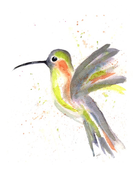 hummingbird watercolor 8 x 10 300# Arches Cold Press