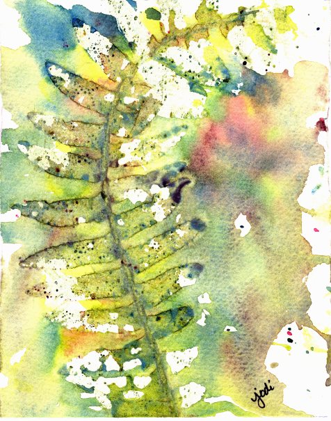 abstract fern watercolor 5x7