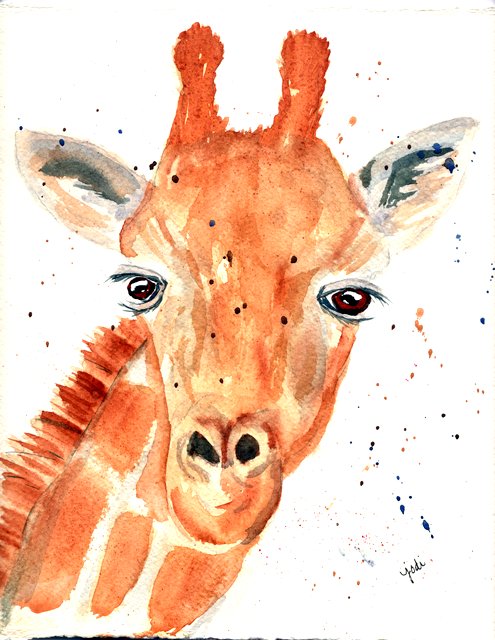 Genevieve the Giraffe - Watercolor 10x11 300lb Fabriano Artistico