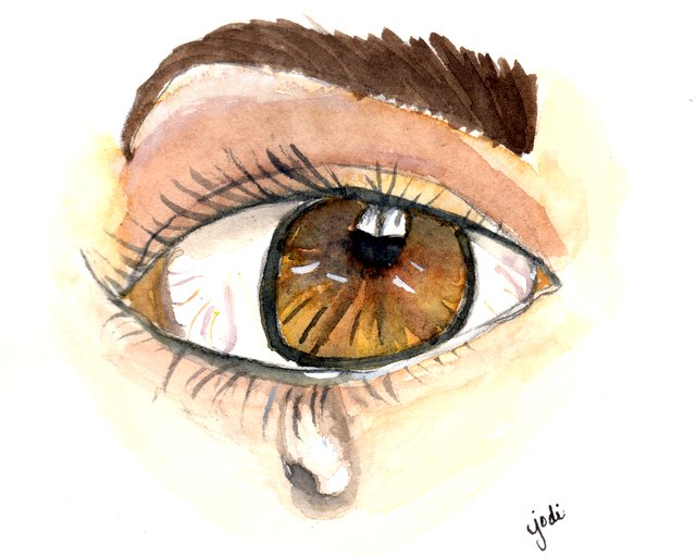 Hazel Eye with Tear Drop Watercolor 5x6 Fabriano Artistico