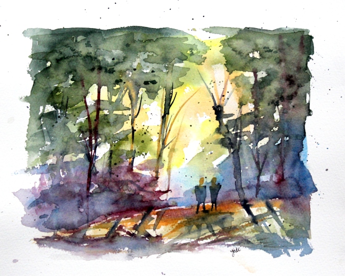 A Walk in the Woods Watercolor - 8x10 Fabriano 140lb Cold Press