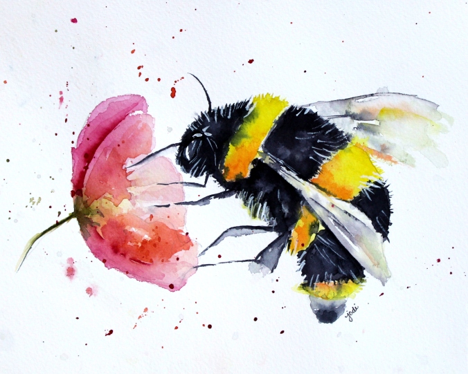 Buzz the Bumble Bee 8x10 Watercolor 140lb Saunders Cold Press