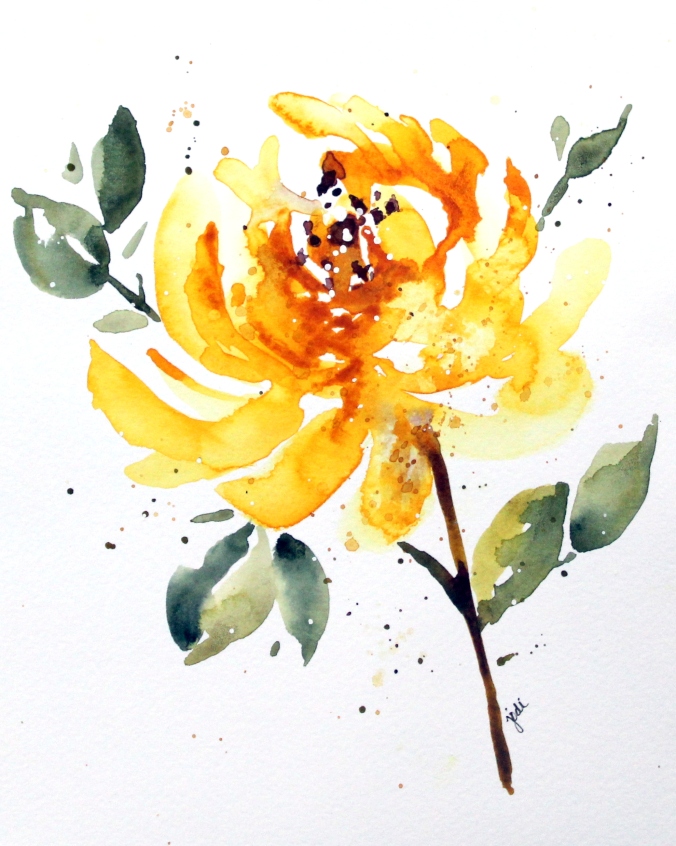 Terry's Yellow Flower of Friendship Watercolor 7 1/4 x 8 1/2 Artistico 140lb Cold Press