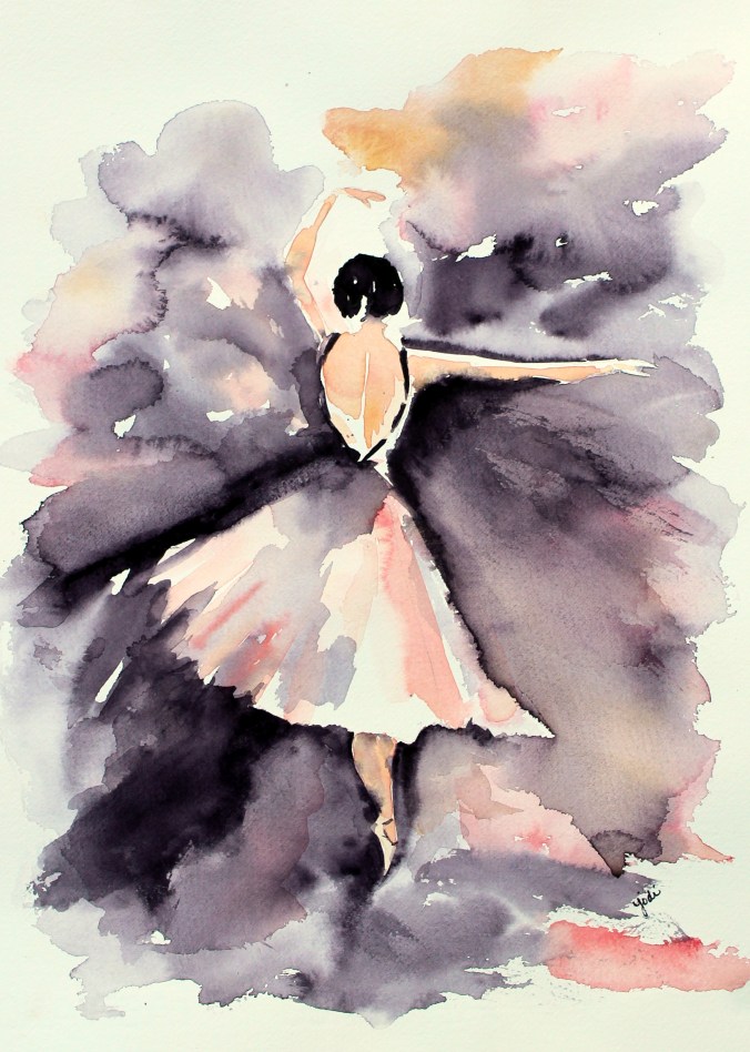 Graceful Ballerina Watercolor 11x14 Saunders Cold Press