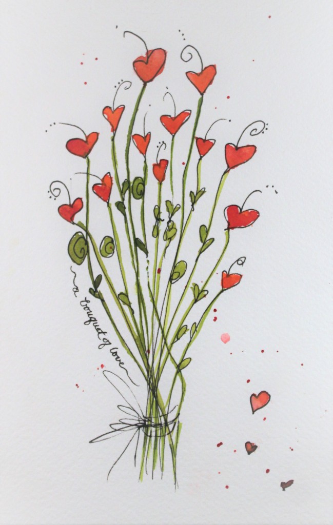 Heart Bouquet of Love Watercolor
