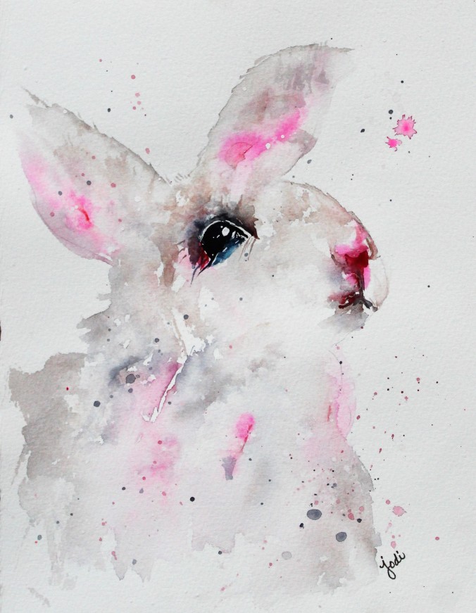 Soft Spring Bunny Watercolor 8x10