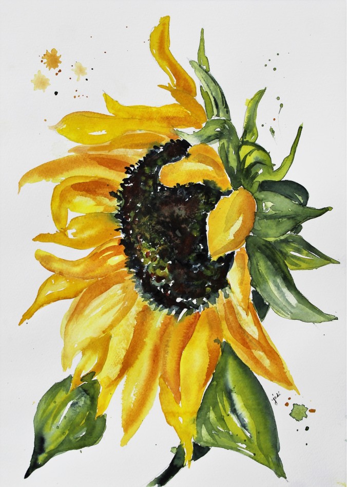 Sunflower Watercolor 11x14 140 lb cold press 012018
